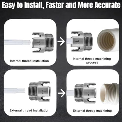 3Pcs PVC Pipe Threader Tool - 1/2" & 3/4" & 1" Dual-Function Internal External Pipe Threading Tool for Water Pipe (1") - size: 1"