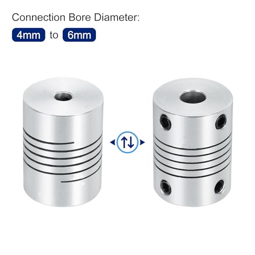 uxcell 2Pcs 6mm to 8mm Aluminum Alloy Shaft Coupling L25xD19 Flexible Coupler Beam for 3D Printer CNC Machine DIY Encoders and Motors Shaft,Silver - size: 6mm to 8mm