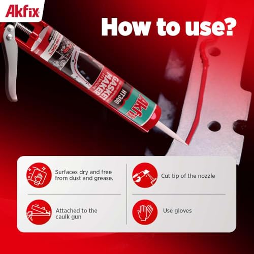 Akfix HT300 High Temp Silicone Sealant - RTV Gasket Maker, Heat Sealant, Waterproof Seam&Gasket Sealer for Automotive, 100% Flexible Gap Filler | 12-Pack, 10.5 Oz. Red (Akfix HT300-12 Pack) - size: 12 Pack