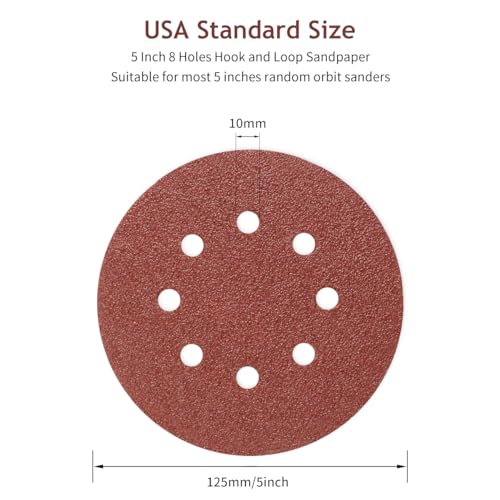50 PCS 5 Inch 8 Hole Hook and Loop Sanding Discs 40 Grit - style: 40 Grit,50-Pack