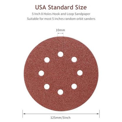 50 PCS 5 Inch 8 Hole Hook and Loop Sanding Discs 40 Grit - style: 40 Grit,50-Pack