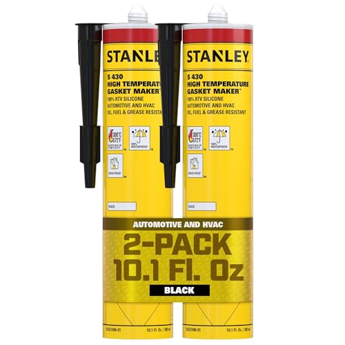 Stanley S430 High-Temp RTV Silicone Gasket Maker - Oil, Vibration and Heat Resistant Black Silicone Sealant for Automotive Valve Covers and Engine Parts, 10.1 fl.oz. Black,2 Pack - color: Black, size: 2 PACK