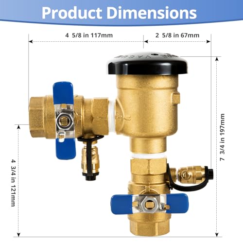 1 Inch Brass Backflow Preventer, Pressure Vacuum Breaker Assembly - size: 1 Inch