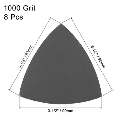 uxcell Triangular Sandpaper Hook and Loop Fit 3-1/2" 1000 Grit 8pcs - size: 1000 Grit