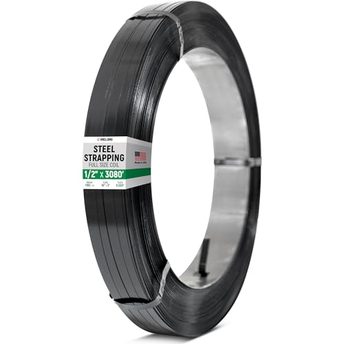 1/2" x 3080' Heavy-Duty Steel Strapping, 0.020" Thick, 1180 Lbs Break Strength, 16" x 3" Core - Pallet Metal Banding with Superior Cut-Resistance - Approved for UPS, Railroad Shipments - size: 1 Coil (UPS Box)