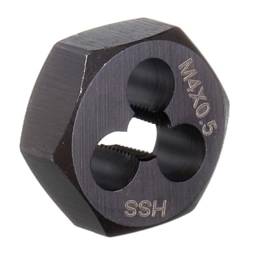 HARFINGTON Hex Threading Die M4 x 0.5 Metric Thread Right Hand High Speed Steel Rethreading Fixed Die Screw Cutting Tapping Repair Tool - size: M4 x 0.5