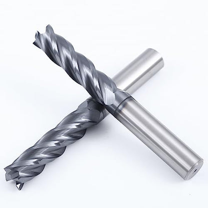 1/2" 4-Flute Square End Mill AlTiN Coated Carbide, 2Pcs - size: 1/2 in