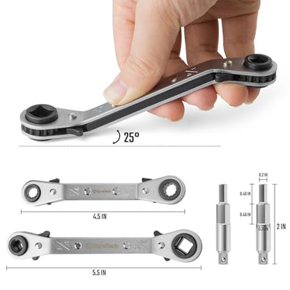DURATECH HVAC Service Wrench Set, 3/16", 1/4", 5/16", 3/8" - size: 2PC Offset Service Ratchet Wrench