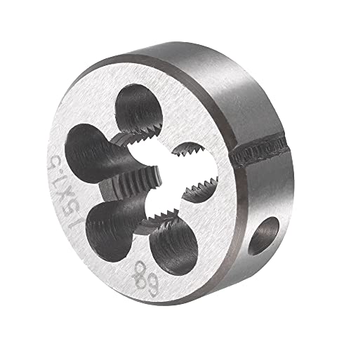 uxcell M15 x 1.5mm Metric Tap and Die Set, Machine Thread Screw Tap with Round Threading Die, Tap & Die Kit for Nut Screw Bolt Thread Repair - size: M15 x 1.5mm