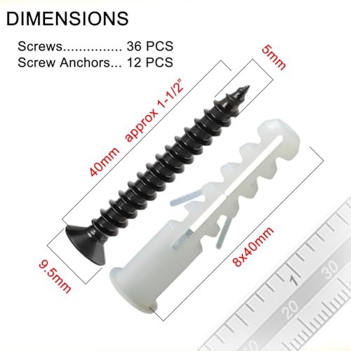 Wood Screws, Flat Head Phillips Self Tapping Screw, #10 x 1-1/2", 48 Pcs - size: #10 x 1-1/2"