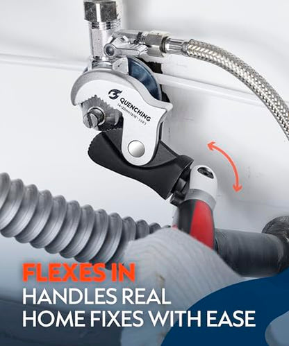 QUENCHING Self Adjusting Crowfoot Wrench, 7.5" Auto Jaw 5/16" to 11/16", 8 to 17 mm, Rust Resistant & Power Grip, Space-Saving Alternative to Wrench Sets for Car and Home Repairs - size: 7.5" Wrench