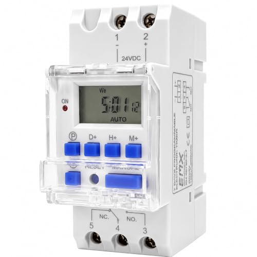 EMX PTM-24 24V AC/DC 7-Day Programmable DIN Rail Timer 16 ON/Off Events