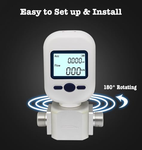Digital Gas Flow Meter, Nitrogen Flow Meter, Portable Gas Mass Air Flow Meter, Compressed Air and Oxygen Flow Rate Meter Tester, Range 0-20L/min (MF5706)