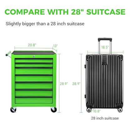 Rolling Metal Tool Chest with 7 Drawers - color: 7-drawer-green-a