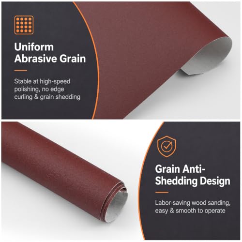 50 Sheets 400 Grit Wet Dry Sandpaper 9 x 11 Inch Brown Alumina