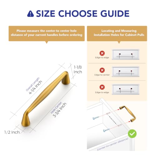 Ravinte Brushed Brass Cabinet Handles Solid Handles,3-3/4 Inch,5 Pack - color: Brushed Brass, size: 3-3/4 Inches Hole Center