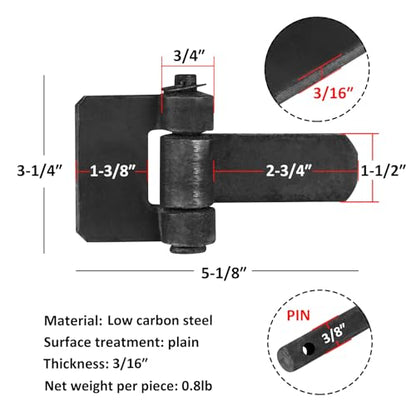heneng 6 Pcs Weld-On Trailer Hinges, 5-1/8" x 3-1/4", Strap Style Long Leaf Door Hinge (Pack of 2) - size: 5-1/8" x 3-1/4" (Pack of 2)