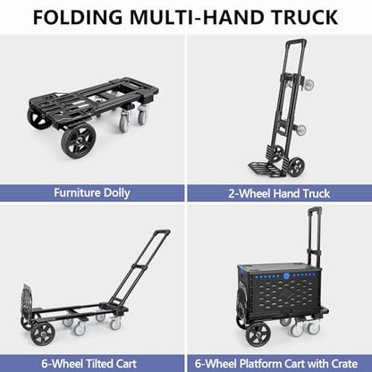 KEDSUM 4-in-1 Convertible Dolly Cart with Crate600LB Heavy Duty Hand Truck