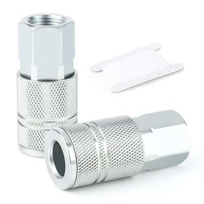 GASHER 2PCS Female Quick Connect Air Coupler, 3/8 Basic Flow Industrial Coupler，For Air Compressor - size: 3/8" FNPT - 3/8 Flow