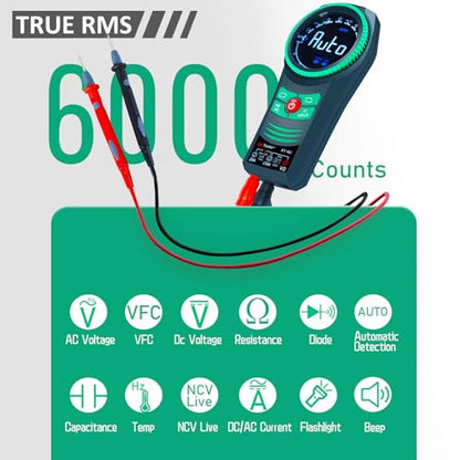 Digital AC/DC Professional Multimeter Tester, TRMS 6000 Counts Auto-ranging