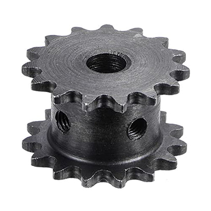 uxcell 15 Tooth #25 Chain Roller Sprocket, Double Strand 1/4" Pitch, 8mm Bore Black Oxide C45 Carbon Steel for ISO 04C Chains - size: 15 Tooth