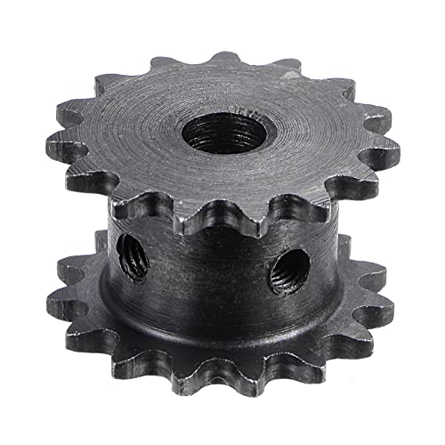 uxcell 15 Tooth #25 Chain Roller Sprocket, Double Strand 1/4" Pitch, 8mm Bore Black Oxide C45 Carbon Steel for ISO 04C Chains - size: 15 Tooth