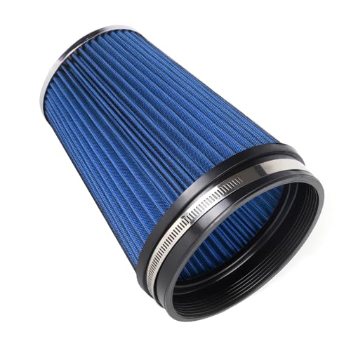 6" 152 mm High Flow Inlet Air Filter, Air Intake Cone Filter Replacement Performance Washable Clamp-On Dry, 8'' Tall(Blue) - color: 8'' Tall-Blue