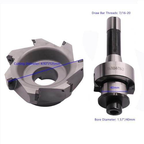 R8 Arbor, 4.92"/125mm Cutting Dia 400R 100-32-7T Face Mill Shell Cutter Set