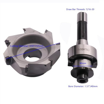R8 Arbor, 4.92"/125mm Cutting Dia 400R 100-32-7T Face Mill Shell Cutter Set