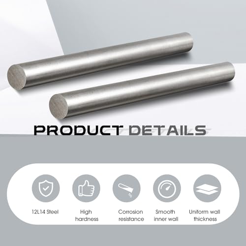 Gisafai 2 Pcs 12L14 Steel Bar 3/4" Diameter, 12" Length Round Stock Rod 12L14 Steel Round Bar for Craft Accessories Tool