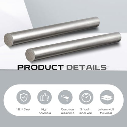 Gisafai 2 Pcs 12L14 Steel Bar 3/4" Diameter, 12" Length Round Stock Rod 12L14 Steel Round Bar for Craft Accessories Tool