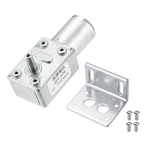 MECCANIXITY DC 12V 375 RPM Reversible Worm Geared Motor Reducer Motor 6mm D Shape Shaft High Torque Gear Box with Fixing Bracket Reduction Electric Motor for Sweepers, Printers, Ovens - style: 375 RPM,12V