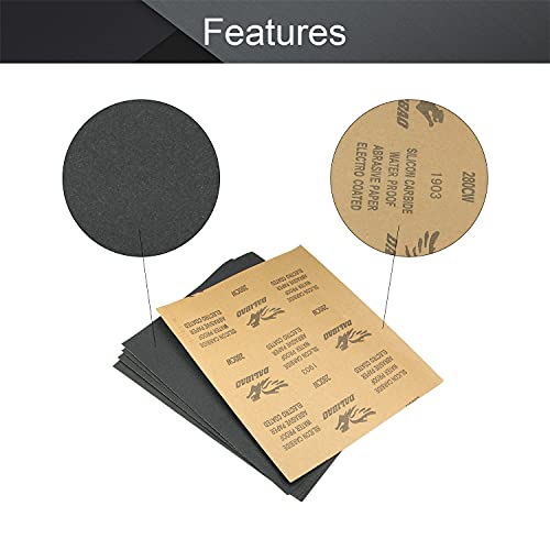 Utoolmart 280 Grits Sanding Sheets Wet Dry Silicon Carbide Sandpaper for Wood Furniture Metal Automotive Polishing 5pcs - color: 5pcs, size: 280 Grit
