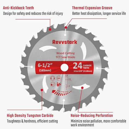 10 PCS Circular Saw Blade 6-1/2" 24T for Cutting Wood, 5/8" Arbor - size: 6-1/2 In 24T(10PCS)