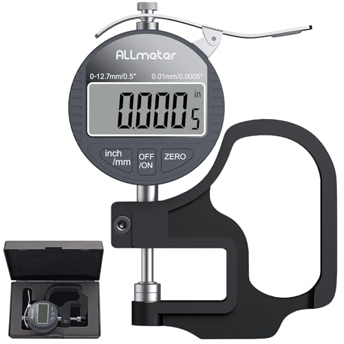 Digital Thickness Gauge, 0.01mm Resolution, 0-12.7mm Range - size: 0-12.7mm,0.01mm