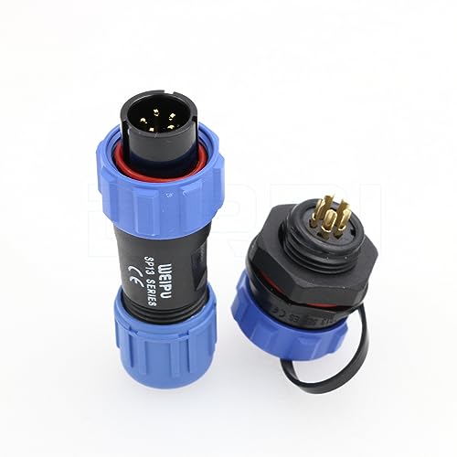Weipu SP13 Quick Connect 5Pin Thread Coupling Rear-nut Mount Φ13mm Outdoor Waterproof Connector for Industrial Device Power Signal - size: 5 Pin