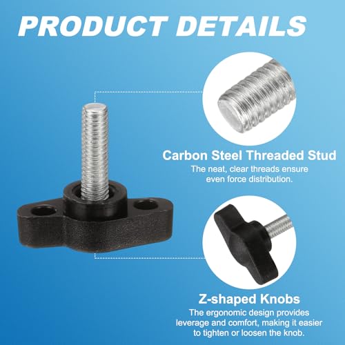 PATIKIL M5 x 16mm Tee Wing Thumb Screws, 6Pcs Carbon Steel Mechanical Handle Bolt Thumb Screws for Remove Replace Hand Clamping Tightening Knobs Power Supply, Black - size: M5 x 16mm