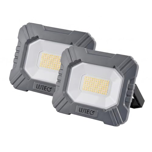 LUTEC 2 Pack 3500LM LED Work Light, Rechargeable Magnetic Work Lights with Stand, Portable 5000K Flood Light for Car Repair, Fishing, Camping, Emergency, Hiking, 3 Modes - color: Gray, size: 2 Pack