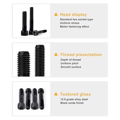 M8-1.25 x 90mm 8pcs Hex Socket Head Cap Screws Bolts, 12.9 Grade Alloy Steel, Black Oxide Finish, Metric Allen Drive, Half Thread - size: M8 x 90mm(8PCS)
