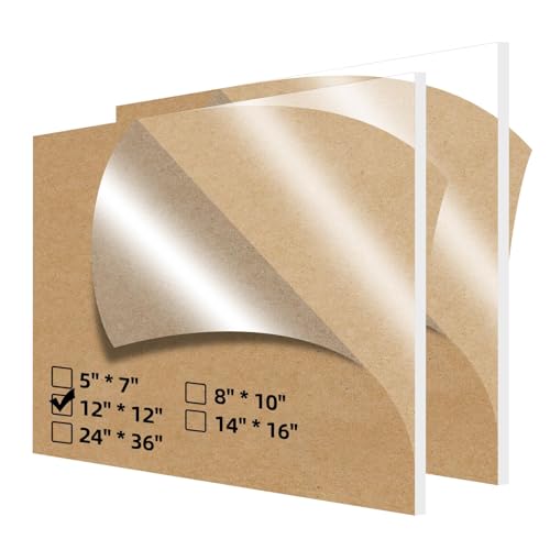 2 Pack 12x12 1/8" Clear Plexiglass Sheets for Glass Replacement - size: 12 x 12"
