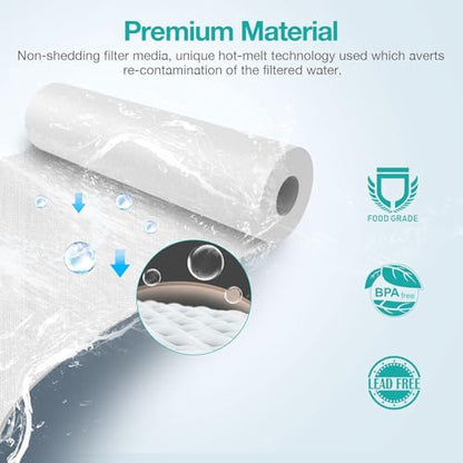 SimPure 5 Micron 10" x 2.5" Whole House Sediment Water Filter Cartridge - size: 4 Count (Pack of 1), style: Polypropylene