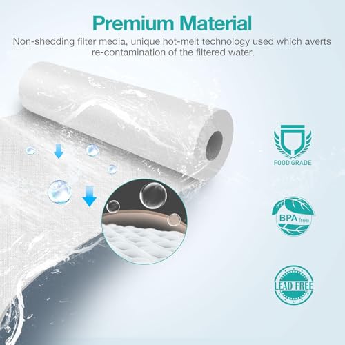 SimPure 5 Micron 10" x 2.5" Whole House Sediment Water Filter Cartridge - size: 24 Count, style: Polypropylene
