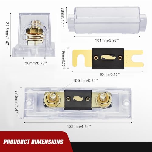 Nilight 2PCS 250A ANL Fuse Holder and ANL Fuses Electrical Protected - color: ANL Fuse, size: 250A