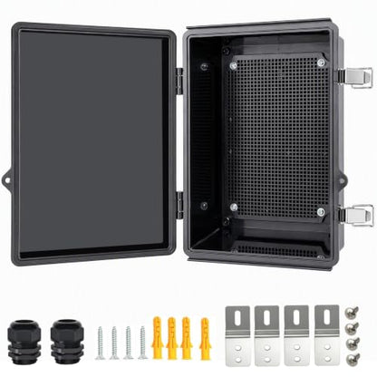 Electrical Junction Box, IP67 Waterproof Outdoor Box ABS Plastic Enclosure with Stainless Steel Latches & Brackets, Hinge Black Cover Project Box with Mounting Plate 11"x7.5"x5.1" - color: Black, size: 11"x7.5"x5.1"