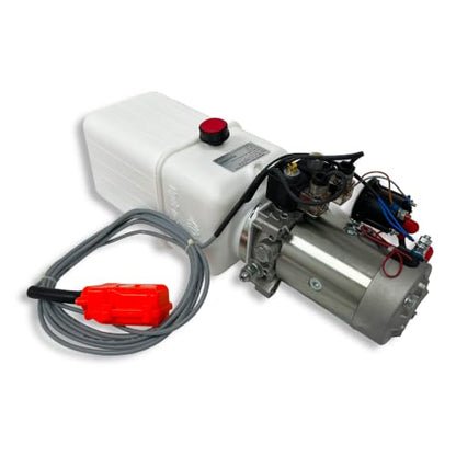 Hydraulic Pump for Dump Trailer 12 Volt DC Double Acting - Solenoid Hydraulic Power Unit 6 Quart Plastic Tank - Dump Trailer Electric Hydraulic Power Pack - size: 6 Quarts