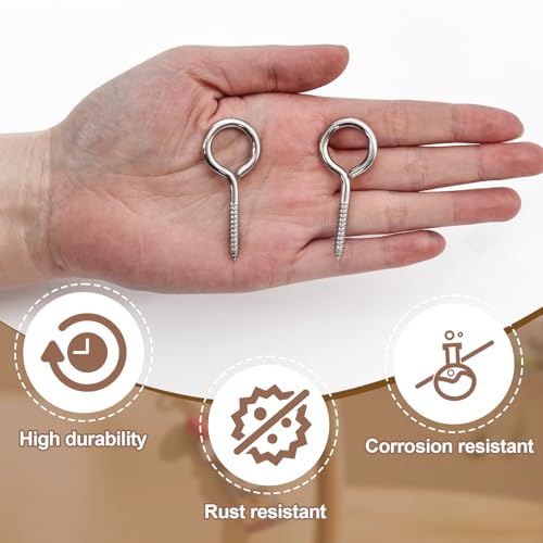 10PCS 2 inches Screw Eyes M3 304 Stainless Steel Eye Screws, Heavy Duty Screw, Eye Hooks Screw Eye Bolts Eye Hooks Screw, Indoor & Outdoor Uses (10, M3-2inch) - size: M3-2inch