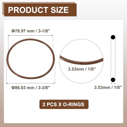 Fluorine Rubber O-Rings 3-3/8" OD, 3-1/8" ID, 1/8" Width 2PCS - size: 3-3/8" OD, 3-1/8" ID, 1/8" Width