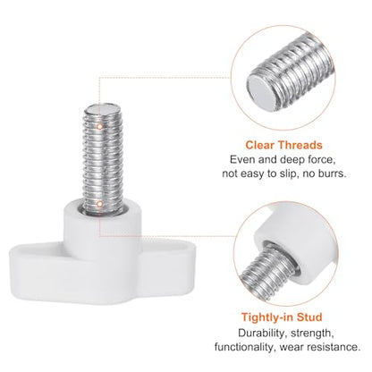 HARFINGTON 10pcs Wing Knobs M8 x 14mm Male Thread Plastic Tee Stud Knobs T Threaded Handles Hand Clamping Tightening Thumb Screws Thumbscrew, White - color: White, size: M8 x 14mm