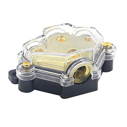 3 Way Power Distribution Block, 0/2/4 AWG Gauge in, 4/8 Gauge Out, Car Audio Stereo Amp Distribution Connecting Block for Audio Splitter (1 in 3 Out) - size: 3 Way