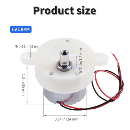 DC 6V 5RPM Gear Motor, High Torque Slow Speed - size: 1pcs 6V 5RPM